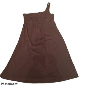 (L) Susana Monaco One Shoulder Mini Dress Solid Color Empire Waist Vacation
